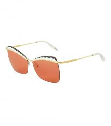 Alexander McQueen Gold-White Cat Eye Sunglasses