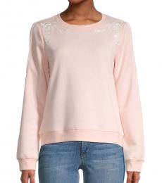 Rebecca Minkoff Light Pink Jenn Floral Embroidery Sweatshirt