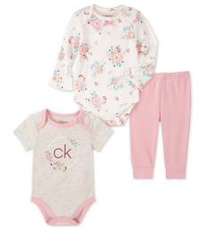 Calvin Klein 3 Piece Bodysuits/Pants Set (Baby Girls)