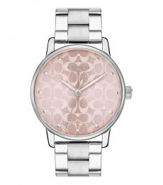 Silver Pink Dial Watch