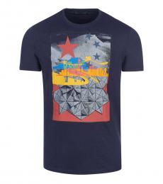 Trussardi Navy Blue Graphic Print T-Shirt