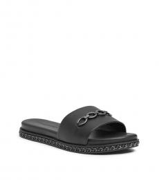 Black Brielle Leather Slide Sandals