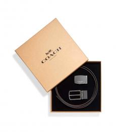 Coach Black-Dark Brown Mod Plaque Reversible Belt