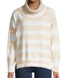 Calvin Klein Beige Striped Funnelneck Sweater