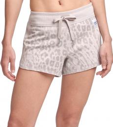 Beige Printed French Terry Shorts