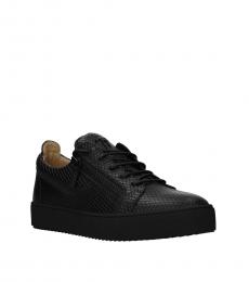 Black Leather Low Top Sneakers