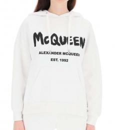 Alexander McQueen White Logo Print Hoodie