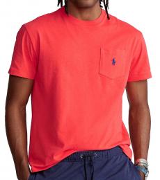 Red Classic Fit Crew Neck Pocket T-Shirt
