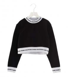 Balmain Girls Black Logo Sweater