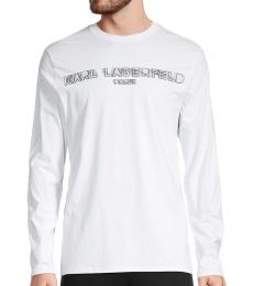 Karl Lagerfeld White Long-Sleeve Multidimensional Logo T-Shirt
