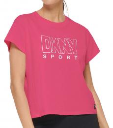 DKNY Dark Pink Crew Neck Boxy T-Shirt