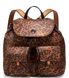 Cole Haan Leopard Print Flap Medium Backpack