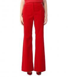 Moschino Red Velvet Flared Trousers