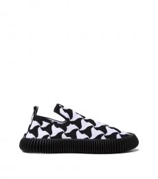 Bottega Veneta Black White Unlined Slip on Sneakers