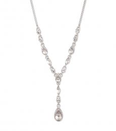 Silver Pear Stone Y Necklace