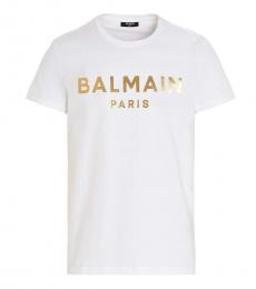 Balmain White Foil Logo T-Shirt