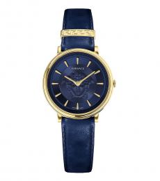 Versace Dark Blue V-Circle Medusa Dial Watch