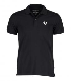 True Religion Black Printed Logo Polo