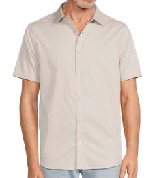 Karl Lagerfeld Beige Textured Short Sleeve Shirt