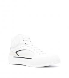 Alexander McQueen White Lace Up Logo Sneakers