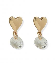 DKNY Golden Crystal Heart Drop Earrings