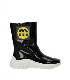 Black Patent Leather Logo Boots