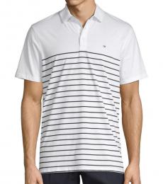 Calvin Klein White Engineered Stripe Cotton Polo