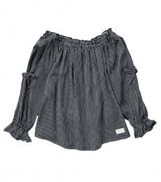7 For All Mankind Little Girls Black Off The Shoulder Top