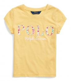 Ralph Lauren Little Girls Empire Yellow Logo T-Shirt
