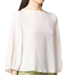 Emporio Armani White Silk Cropped Sleeve Blouse