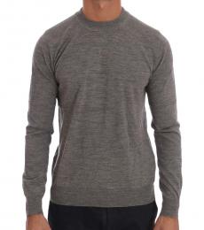 Cavalli Class Dark Grey Wool Crewneck Sweater
