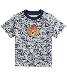 Ralph Lauren Baby Boys Heather Navy Polo Bear T-Shirt