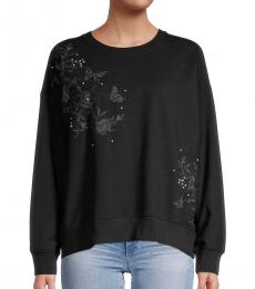 Black Floral Embossed  Sweatshirt