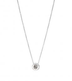 Silver Gold Circle Stone Strand Necklace