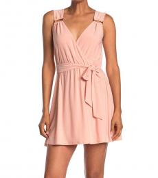 Light Pink V-Neck Mini Dress