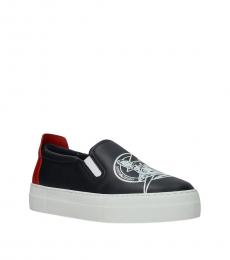 Emporio Armani Blue White Leather Slip On Sneakers