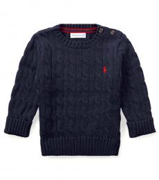 Ralph Lauren Baby Boys Navy Cable-Knit Sweater