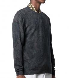 Black Silk Nylon Printed Sweater