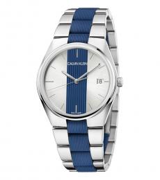 Calvin Klein Silver Blue Contrast Dial Watch