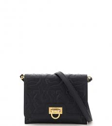 Salvatore Ferragamo Black Trifolio Mini Crossbody Bag