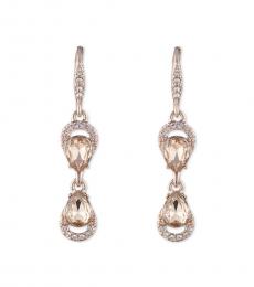 Rose Gold Pear Double Drop Earrings