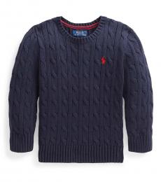 Little Boys Navy Cable-Knit Sweater
