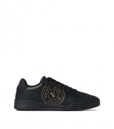 Versace Jeans Couture Black Leather Logo Sneakers