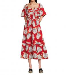 Karl Lagerfeld Red Halterneck Floral Midi Dress