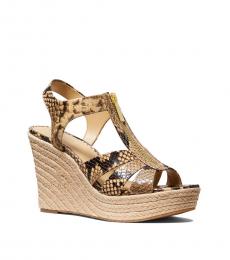 Michael Kors Camel Snake Print Berkley Wedges