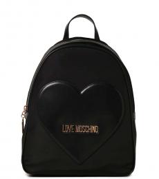 Love Moschino Black Heart-Patch Medium Backpack