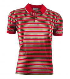 Moschino Red Striped Logo Polo