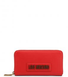 Love Moschino Red Zip Around Continental Wallet