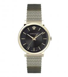 Versace Golden V-Circle Black Dial Watch