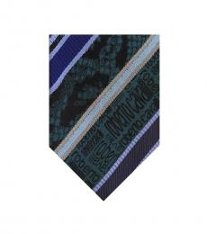 Roberto Cavalli Teal Blue Regimental Stripe Tie
